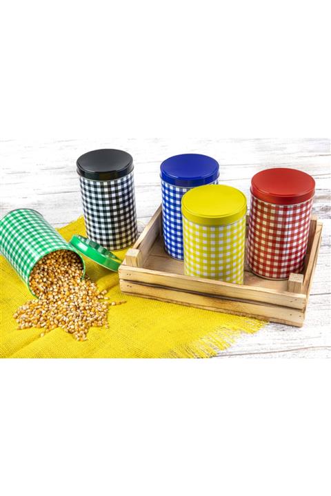 Sarkap Metal Ekoseli 5li Saklama Kutusu