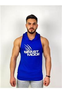 BLACK Erkek Mavi Beast Mode Kapşonlu Fitness Atleti