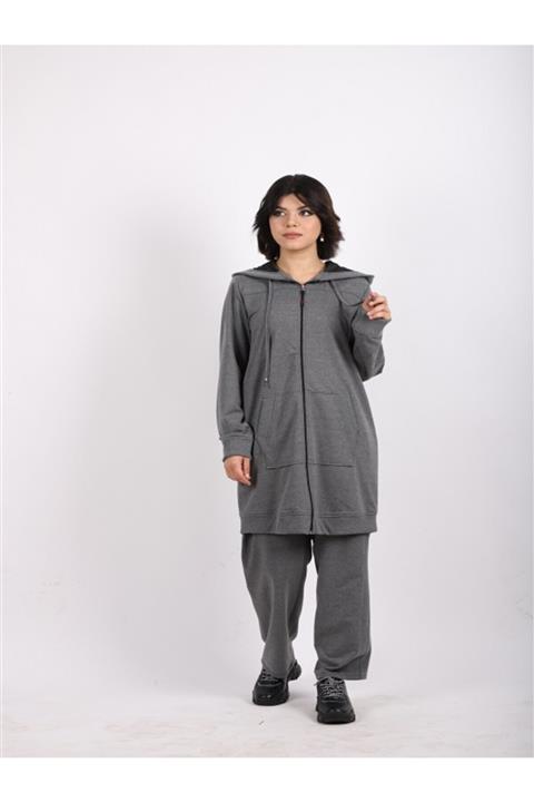 privebutik Koyu Gri Uzun Kadın Eşofman Takımı