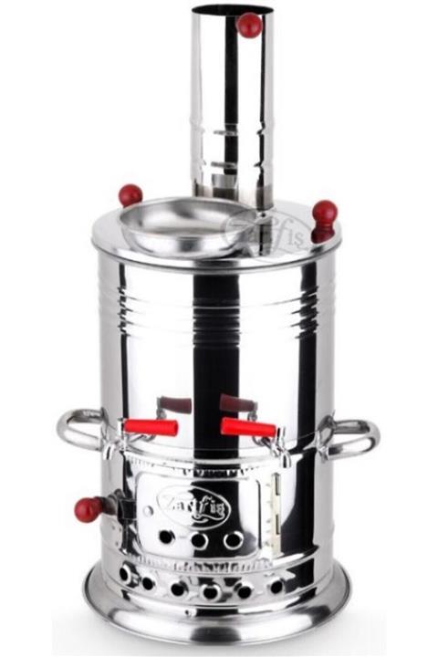 sobapark Çift Musluklu Paslanmaz Semaver Odunlu Semaver Kömürlü Semaver