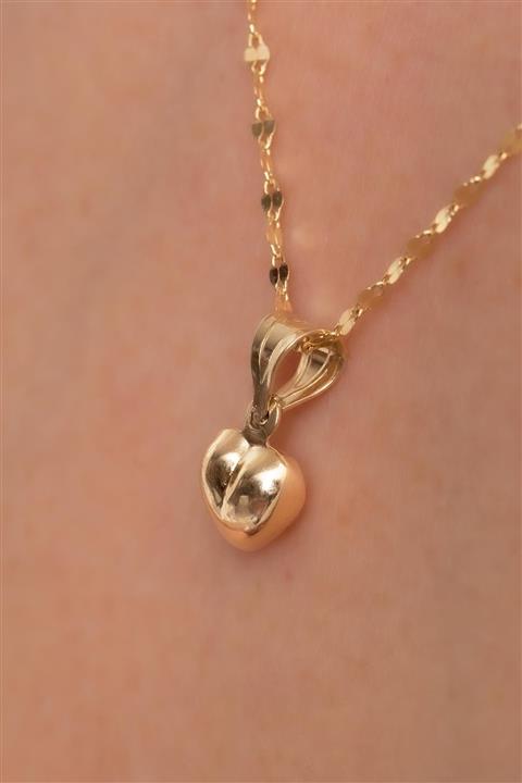 Bayar Gold 14 Ayar Altın Üç Boyutlu Kalp Kolye