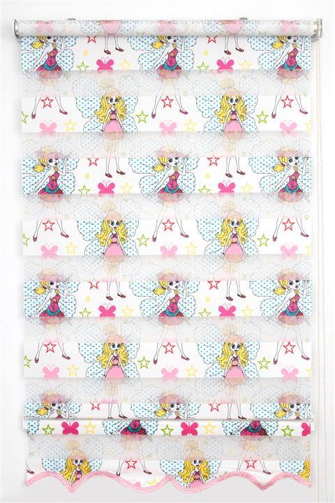 Tengo 160X200 Tengo Zebra Perde  Peri Kızı Pembe Çocuk Odası Etekli Stor