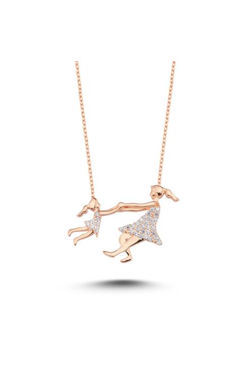 ALEMDAR GÜMÜŞ Kadın 925 Gümüş Anne Kız Kolye