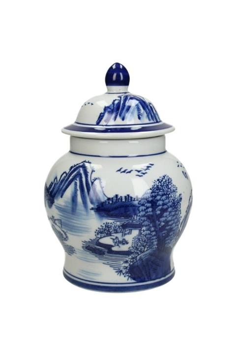 TWO AND OTHERS DECOR Bleu Blanc Porselen Küp-vaz0