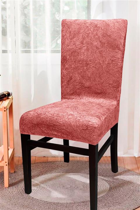 abeltrade Sandalye Kılıfı Yerli Kadife Kumaş Gül Kurusu Rengi 6 Lı