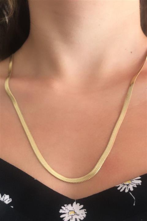 DEMOKAN Kadın Moda Yüksek Kalite Italyan Zincir Çelik Kolye -60cm