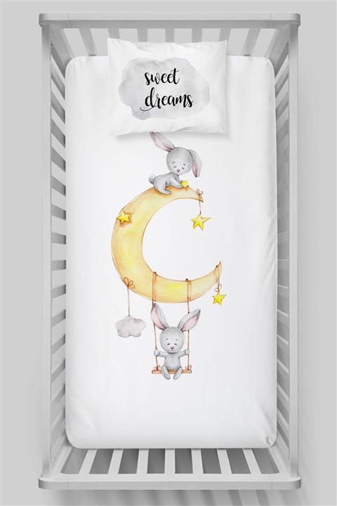 Tuğba Kuğu Beyaz Organik Pamuk Saten Lastikli Çarşaf Seti 70x130 cm