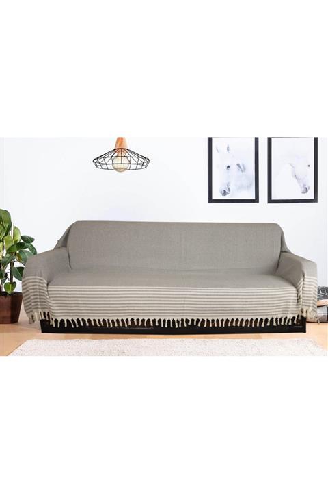 Kubalhome Örgü Desen Haki Yeşili Kolları Örten Kanepe Çekyat Divan 180x300 Cm Koltuk Örtüsü