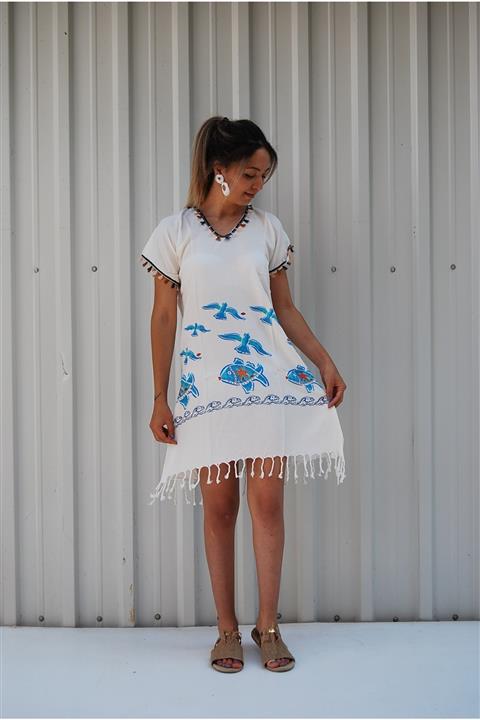 MGS LİFE Kadın Şile Bezi Desenli Plaj Elbisesi