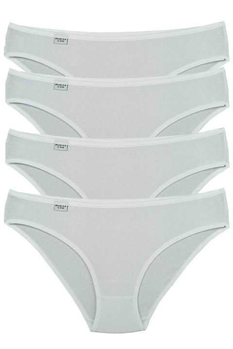 Bluence Büyük Beden Kadın Beyaz 4'lü Paket Likralı Slip Külot