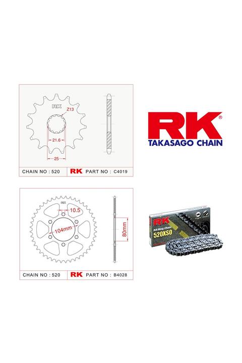 RK Kawasaki Ex 650 Nınja Rk X-Ring Zincir Dişli Set 520 Xso-15/46T(2013-2016)