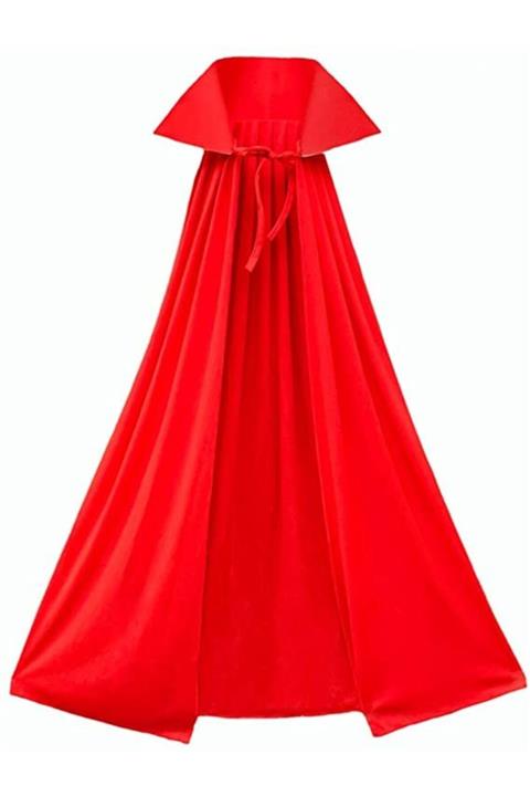 Samur Marka: Kırmızı Renk Yakalı Halloween Pelerin 140 Cm