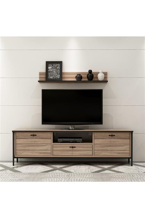Minar Lace Metal Ayaklı Tv Ünitesi / Kaman-ceviz