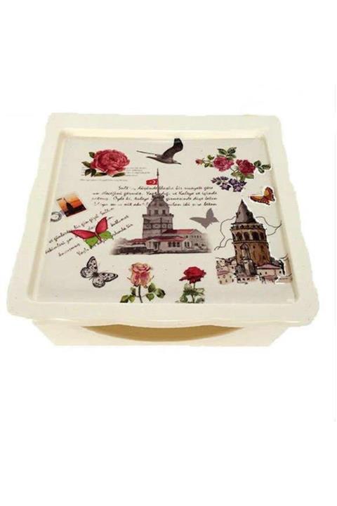 İstoç Türk 2 Adet 17x15x7 Cm Kapaklı Desenli Melamin Peçetelik