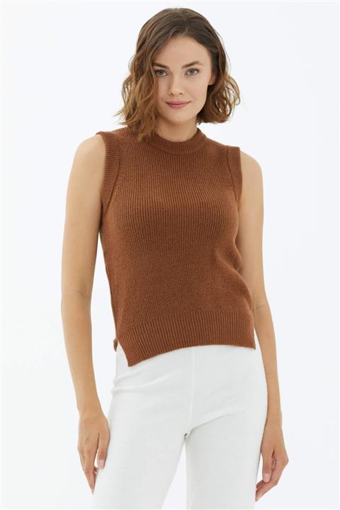 Sementa Sıfır Yaka Triko Süveter - Taba