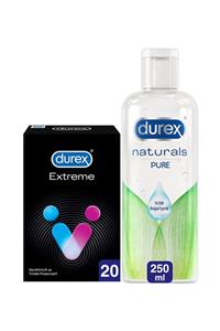 Durex Kayganlaştırıcı Jel Naturals, 250 Ml+ Extreme Geciktiricili Prezervatif 20' Li