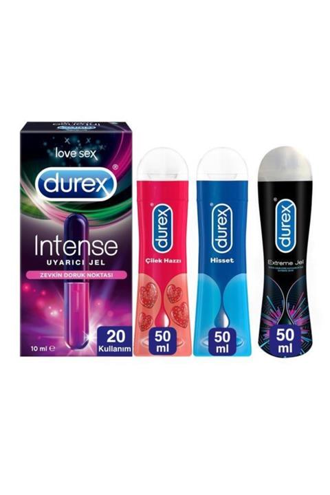 Durex Extreme Jel + Intense Uyarıcı Jel + Play Kayganaştırıcı Jel Hisset & Çilek