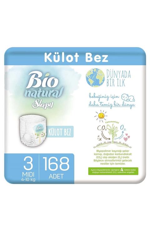 Sleepy Bio Natural Külot Bez 3 Numara Midi 168 Adet