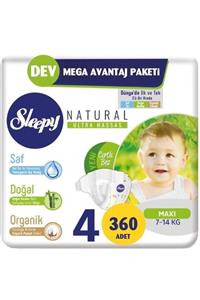 Sleepy Bebek Bezi Naturel 4 Numara (7-14kg) Maxi Dev Mega 360 Adet