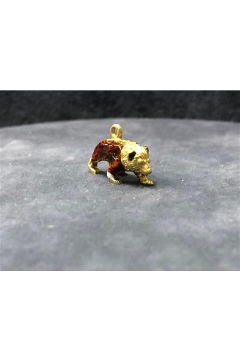 Ercan Kuyumculuk Unisex Sarı 14 Ayar 2,6 Gram Mineli Boz Ayı Kolye Ucu