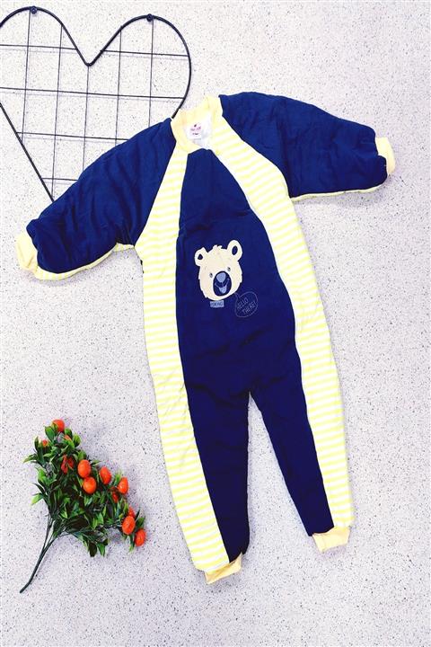 ÖZLEM BEBE Pandalı Çizgili Unısex Çocuk Uyku Tulumu