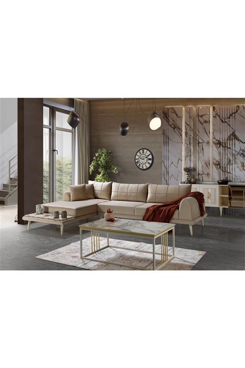 DEKORBİZDEN Retro Krem Köşe Koltuk