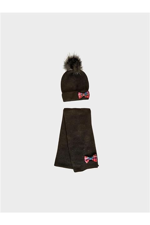 LC Waikiki Kız Çocuk Ekose Fiyonk Detaylı Bere Ve Atkı