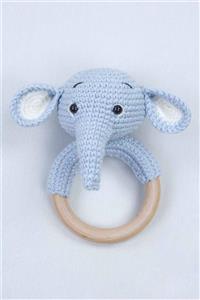 Modakids Mavi Organik El Yapımı Amigurumi Fil Çıngırak Oyuncak