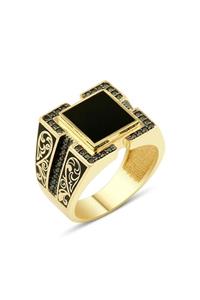 Barok Diamond Barok Kare Altın Erkek Yüzük 11.02gr. 14 Ayar