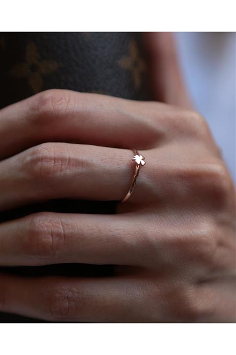 Reis Kuyumculuk Kadın Mini Yonca Pembe Altın Yüzük T1460.