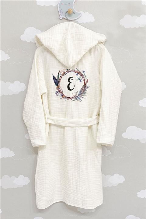 Tuğba Kuğu 4 Kat Müslin Bornoz - Harf Serisi - E Harfi