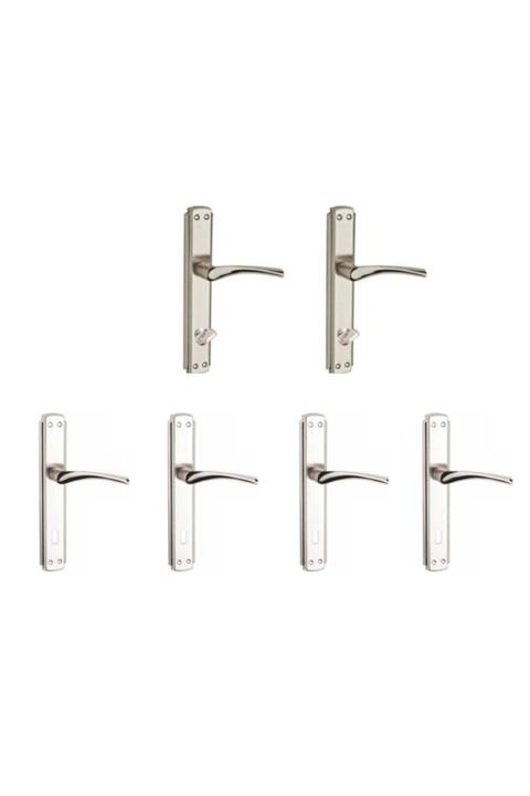 ARON Bravo Mali Aynalı Nikel Saten Kapı Kolu 2+1 Daire Seti (6 Takım)