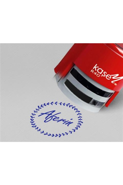 Melis Lazer Öğretmen Kaşesi Aferin (40 Mm Yuvarlak Kaşe-mavi Mürekkep)