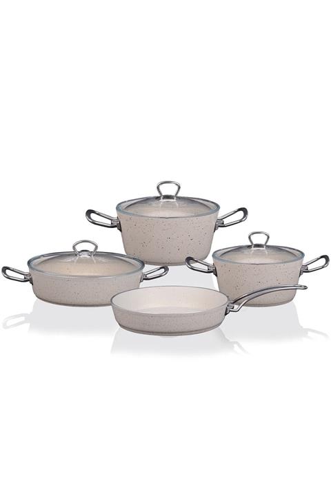 Paçi Beyaz 7 Parça Royal Granit Tencere Seti