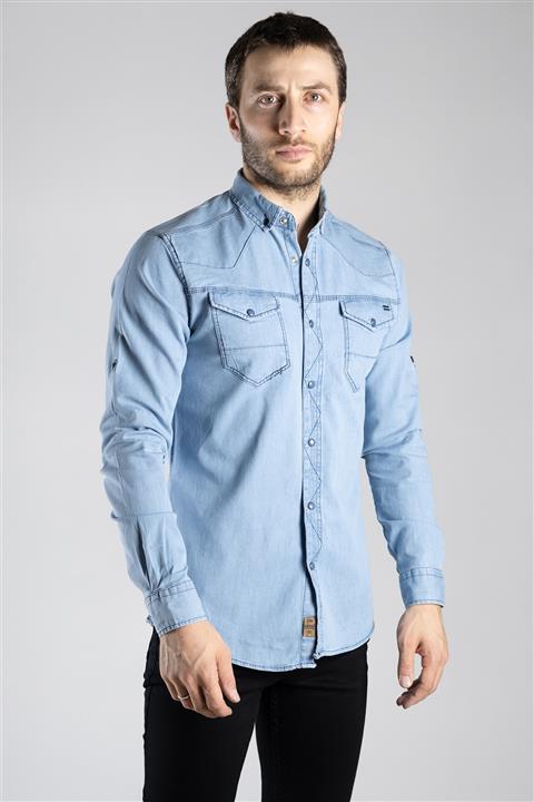 ZEKİ ÖZER Mavi Koton Gömlek