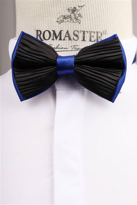 ROMASTER Siyah Renk Çizgili Erkek Papyon