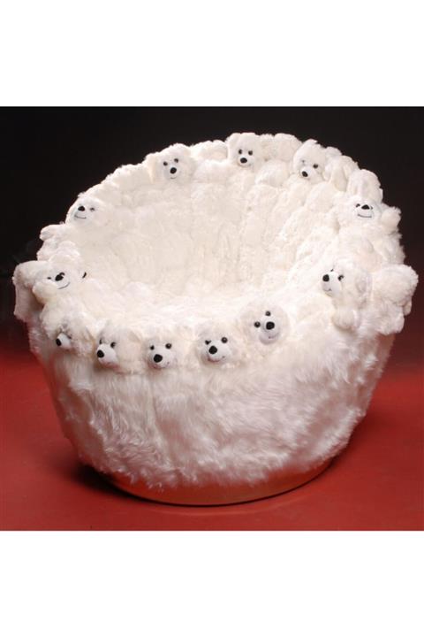 FARİNAY Ayıcıklı Berjer, Özel Üretim Beyaz Tekli Koltuk, Sabit Ve Dönerli Mekanizma Seçeneği