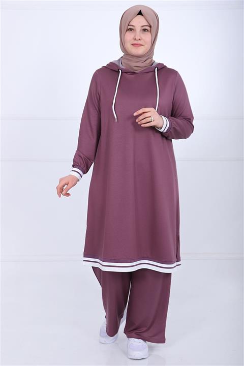 kombinal Gül Kurusu Ribanalı Büyük Beden Eşofman Takımı-164.99