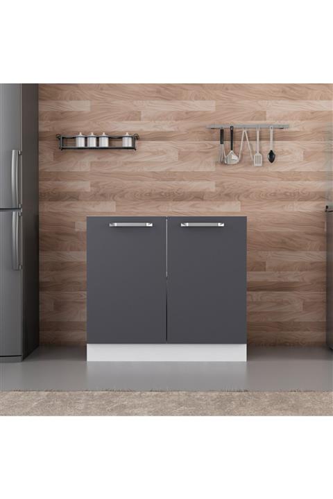 Minar Mutfak Alt Modül 2k1r 90cm Dolap Beyaz AntrasitA1