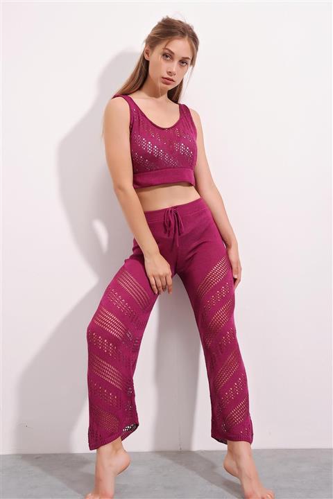 CHUBA Kadın Mürdüm New Summer Triko Pantolon Plaj Takım 21s701