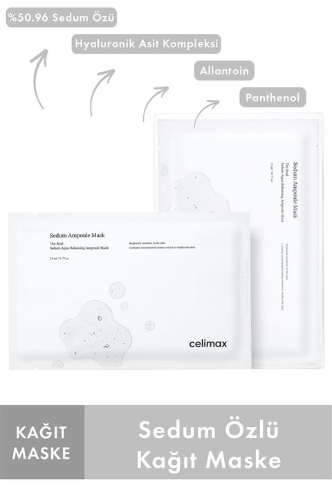 Celimax Sedum Özü İçeren Yoğun Nemlendirici Kağıt Maske Sedum Aqua Balancing Ampoule Mask(23ml)