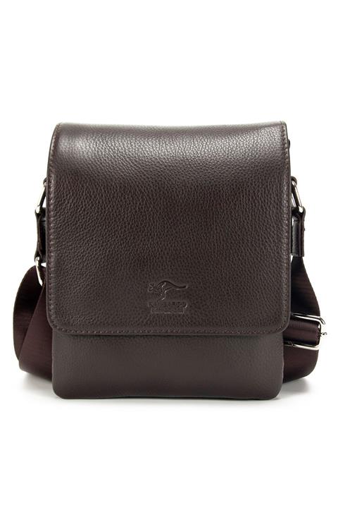 KANGAROO KINGDOM Erkek Kahverengi Hakiki Deri Postacı Çantası 7279-K