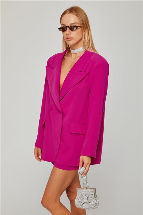 FREESTYLER APPAREL Kadın Fuşya Reglan Kol Blazer  Etek Takım