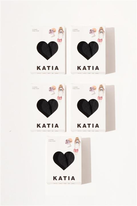 Katia&Bony 5 Li Kutulu Şeffaf Soket Çorap - Antrasitx3/siyahx2