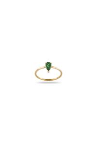 BİMEN JEWELLERY Tek Taş Damla Zümrüt Yüzük