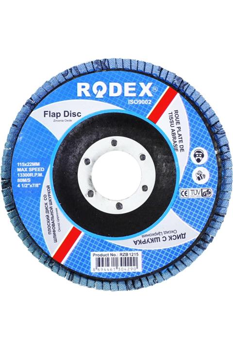 Badem10 Rodex Zirkonyum Oksit Avuç Içi Taşlama Flap Disk Zımpara 115 mm 120 Kum