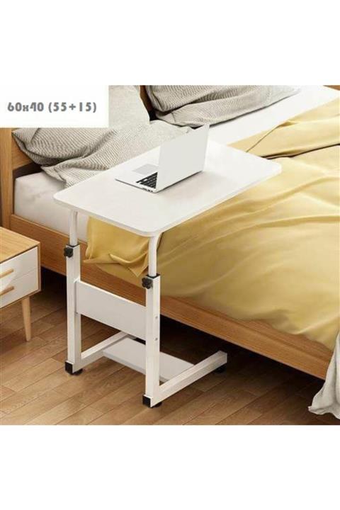 Filament Mobilya Yükseklik Ayarlı Dikey Laptop Ve Servis Sehpası - Beyaz (TEKERLİ)