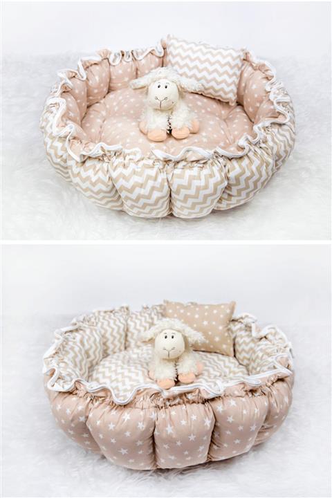 Babynest Yuvarlak Yatak/oyun Minderi Ve Yastığı Yıldız Zikzak