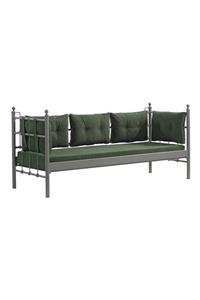 Unimet Kahverengi-yeşil Lalas Metal Sofa Sedir 90x200