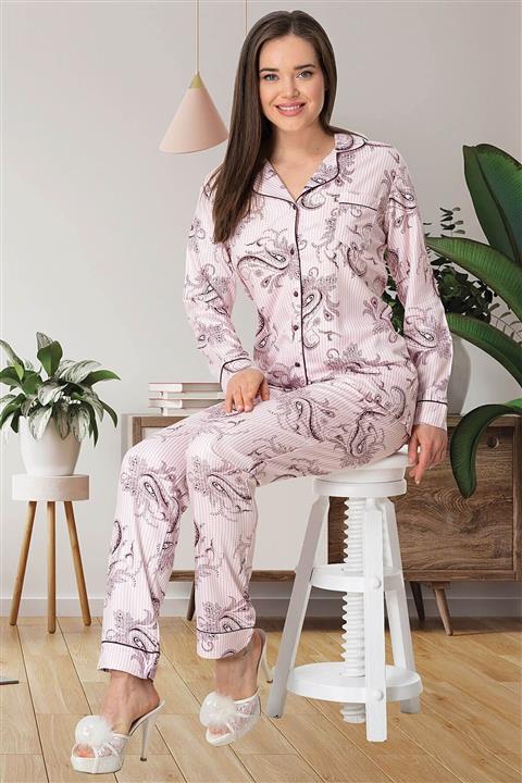 ByLohusa Kadın Pembe Büyük Beden Pijama Takımı 5455